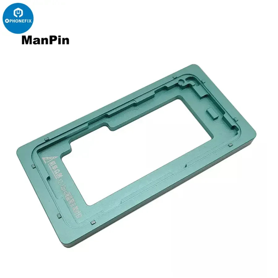 PhoneFix alignment mold with bezel frame for iPhone 11 to 16 Pro Max screen repair, tool for precise screen installation.