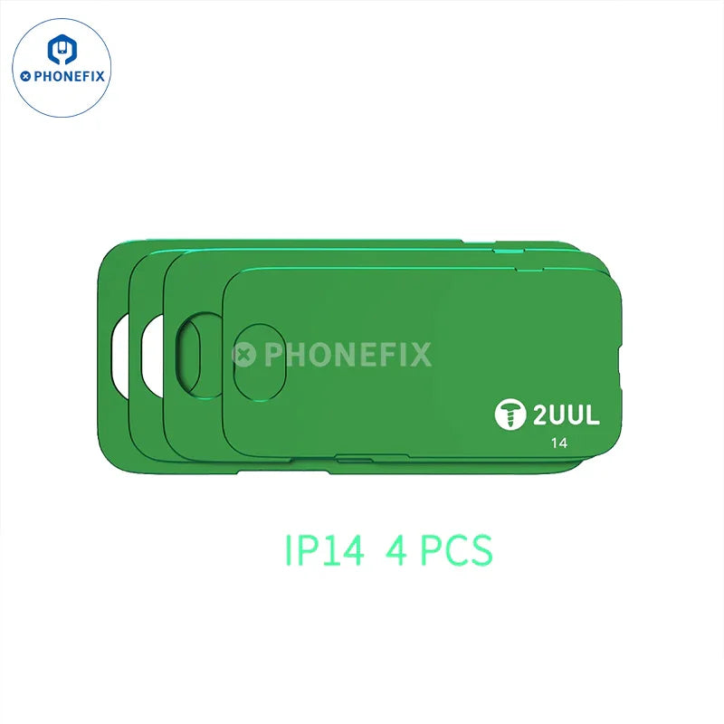 PHONEFIX 2UUL Sealant Thermal Press Plate for iPhone 12-16 Pro Max screen repair, used in screen replacement process.