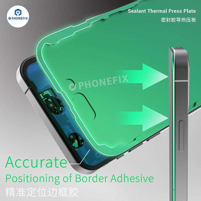 PHONEFIX 2UUL Sealant Thermal Press Plate for iPhone 12-16 Pro Max screen repair, part of screen repair tools kit.