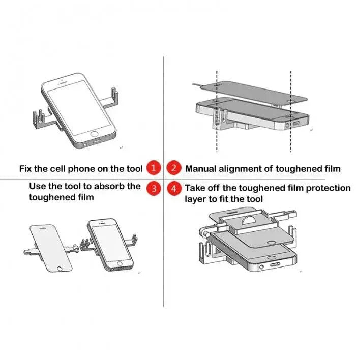 PhoneFIX fixed holder bracket for phone screen protector film, part of screen repair tools for secure attachment and protection.