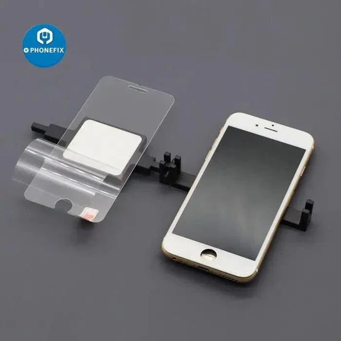 PHONEFIX fixed holder bracket for phone screen protector film cover, repair tool for attaching and securing screen protectors.