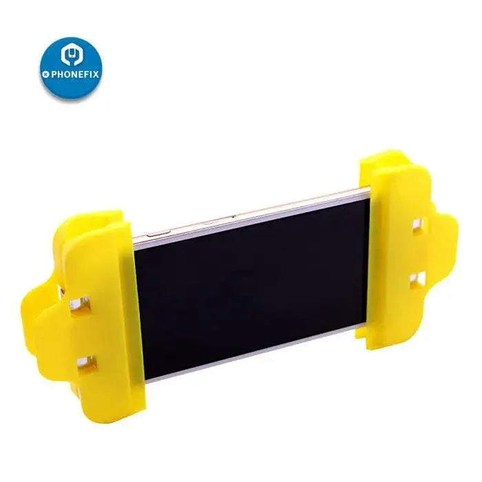 PhoneFix plastic clip fixture fastening clamp for fixing and opening phone LCD screens during repair.