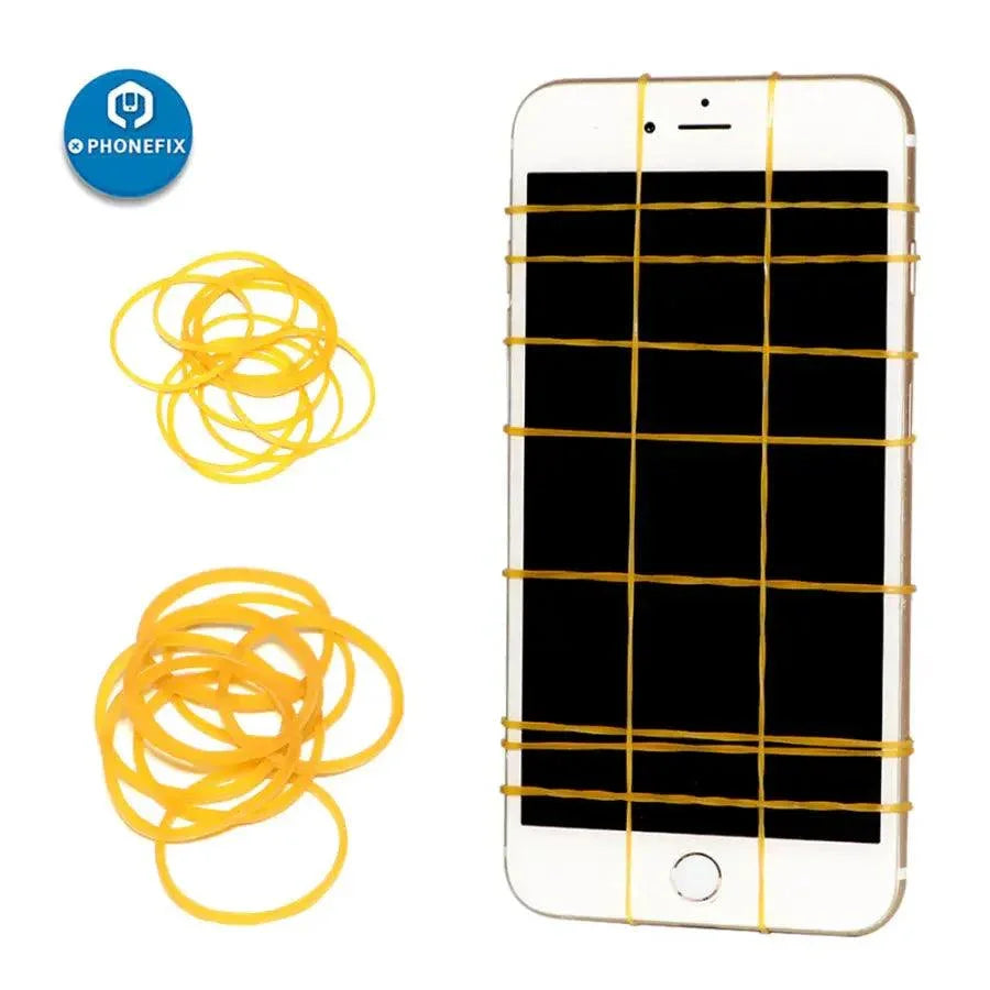 Set of 10 elastic rubber band rings for phone LCD screen fastening, PhoneFix screen repair tools for secure screen assembly.