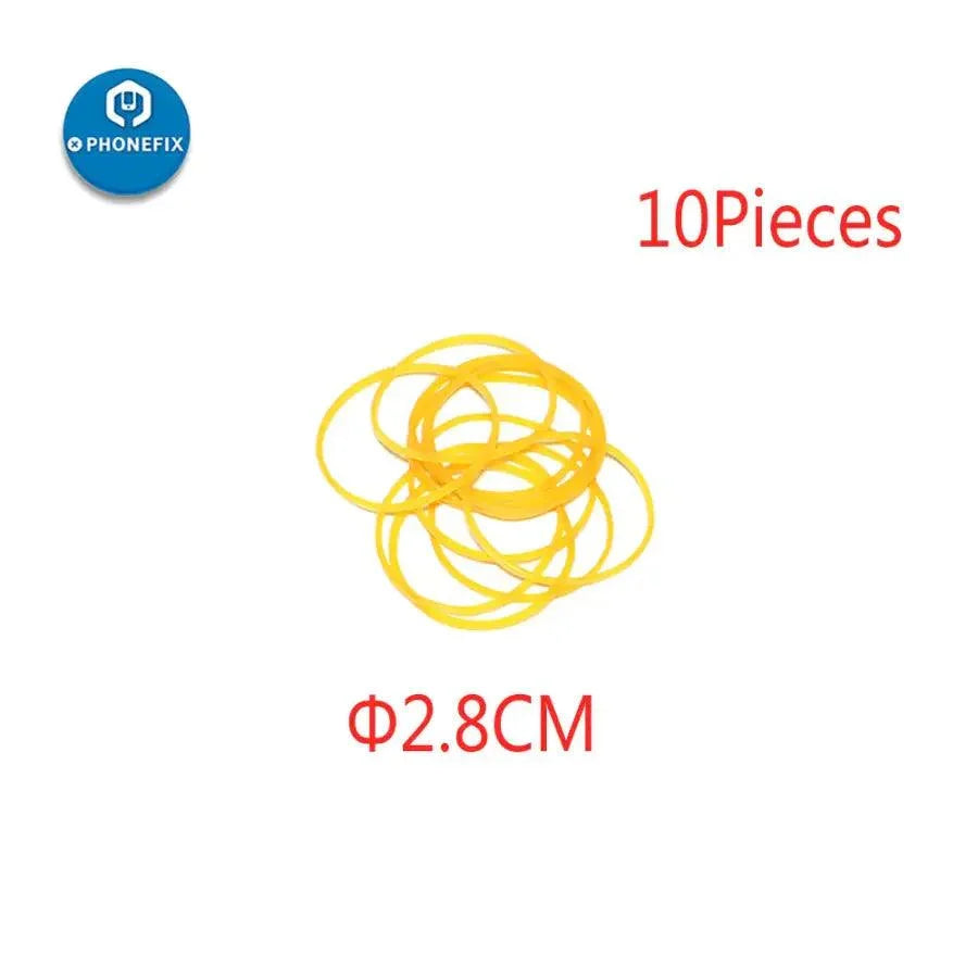 Set of 10 PHONEFIX elastic rubber band rings for phone LCD screen repair, used for securing screens during repair processes.