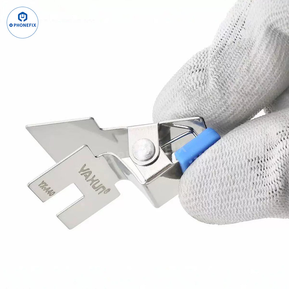 Pinza de reparación de pantallas de teléfono YAXUN para soldadura de cables IC FPC, parte de las herramientas de reparación de pantallas PHONEFIX, que se muestra en la imagen.