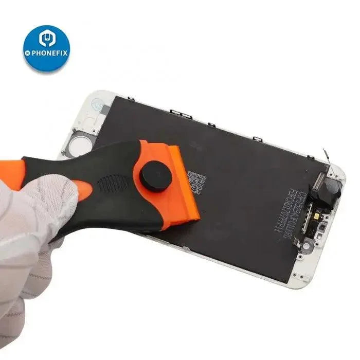 PhoneFix high-hardness shovel blade for LCD screen glue removal, a durable screen repair scraper tool for phone repairs.
