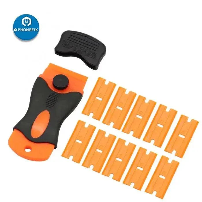 PhoneFix high-hardness shovel blade for LCD screen glue removal, used as a screen repair tool for smartphones.
