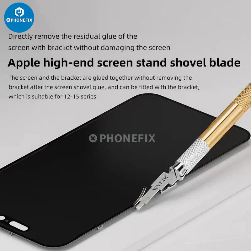 PhoneFix high hardness shovel blade for LCD screen glue removal, ideal for screen repair tools with precision edge design.