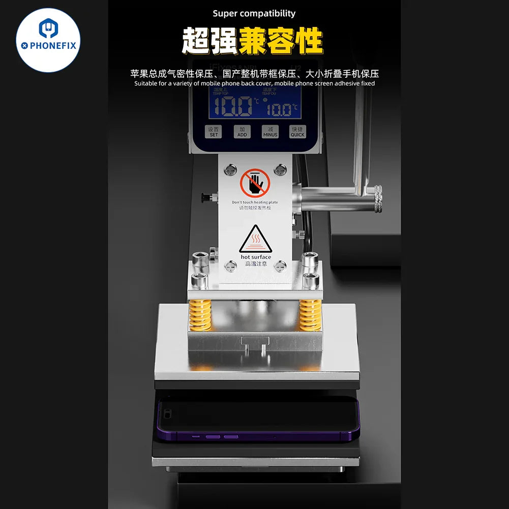 iFixes iJ2 multi-purpose dual preheating holding pressure machine for screen repair tools by PHONEFIX, showing device with control panel