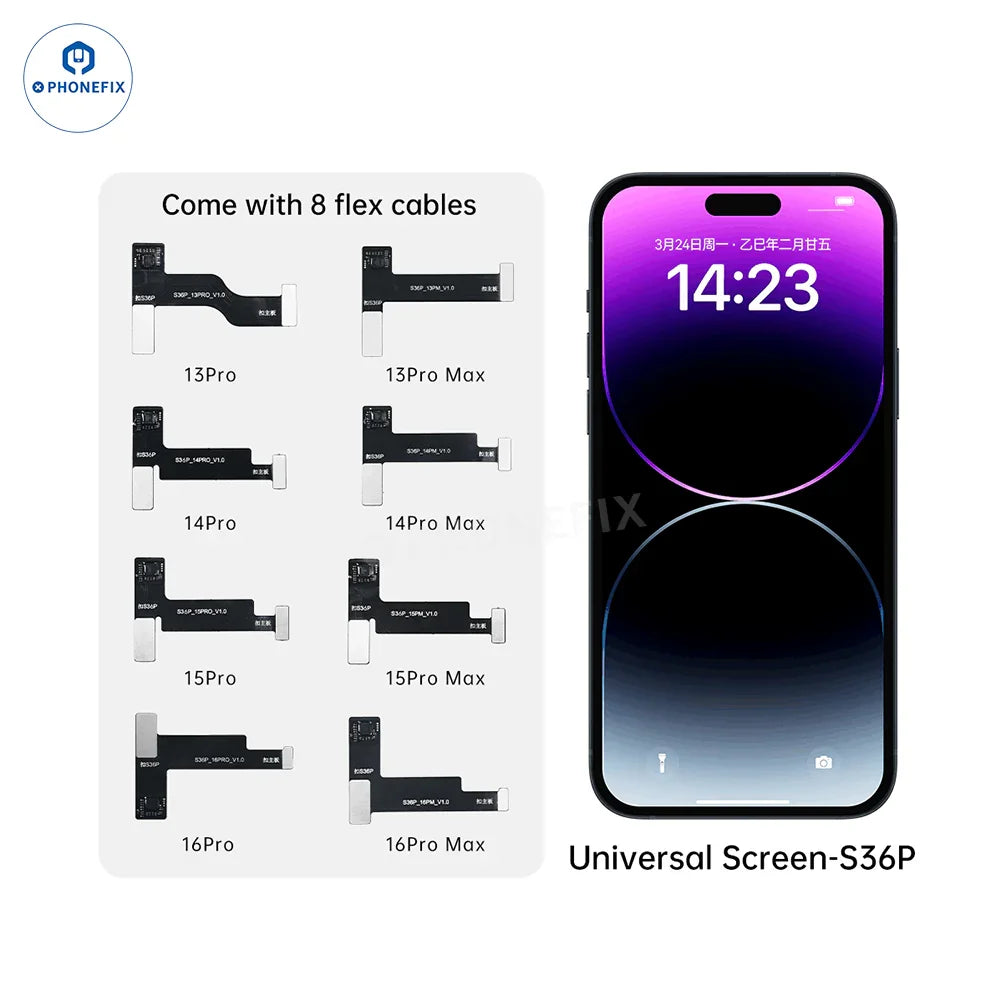 PhoneFix JC S35C S36P universal iPhone 13-16 Pro Max screen repair tool with PCB detection for screen repair and testing.