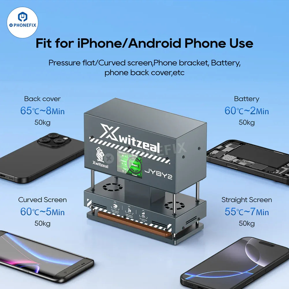 PHONEFIX Xwitzeal JYBY2 mobile phone auto heating pressure holding machine for screen repair tools, with display and control panel.