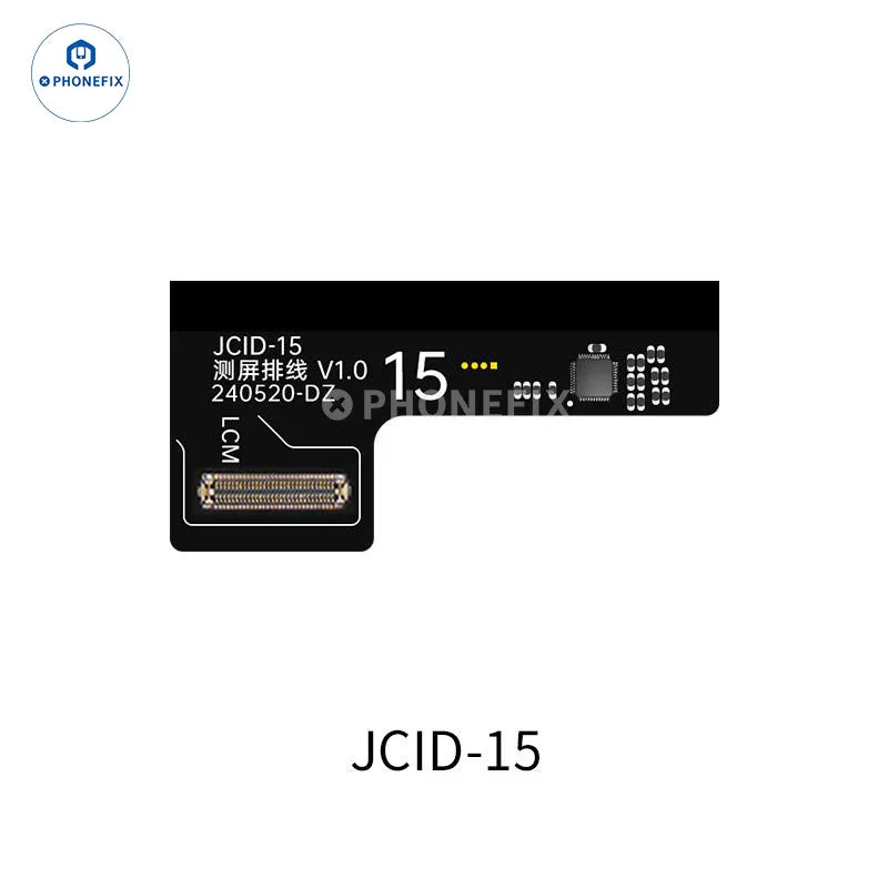 PHONEFIX JCID MV01 screen testing module for iPhone, Samsung, and Android phones used for screen repair testing and diagnostics.