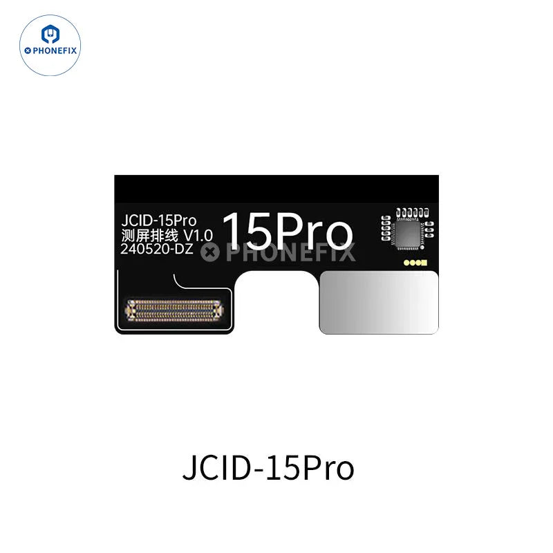 PhoneFix JCID MV01 screen testing module for iPhone, Samsung, and Android phones used for screen repair testing.