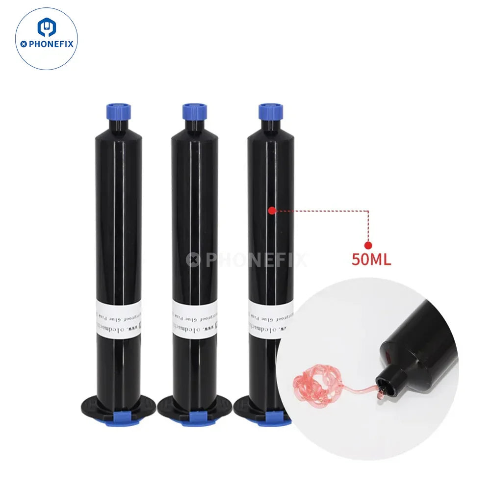 PhoneFix LCD screen repair tools, consumables for scratch removal and polishing on mobile device screens, in a compact repair kit.