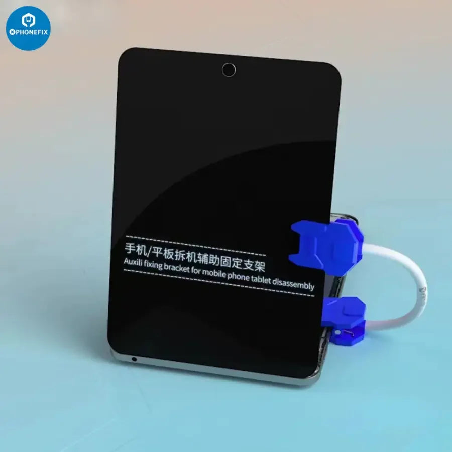 Flexible LCD holder clip from PHONEFIX for screen repair, featuring adjustable fastening clamp for secure screen alignment.