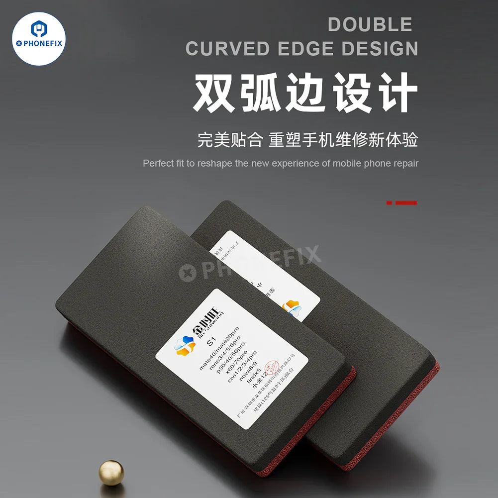 PHONEFIX curved screen bonding pad and LCD fitting sponge mat for phone screen repair tools, designed for edge bonding.