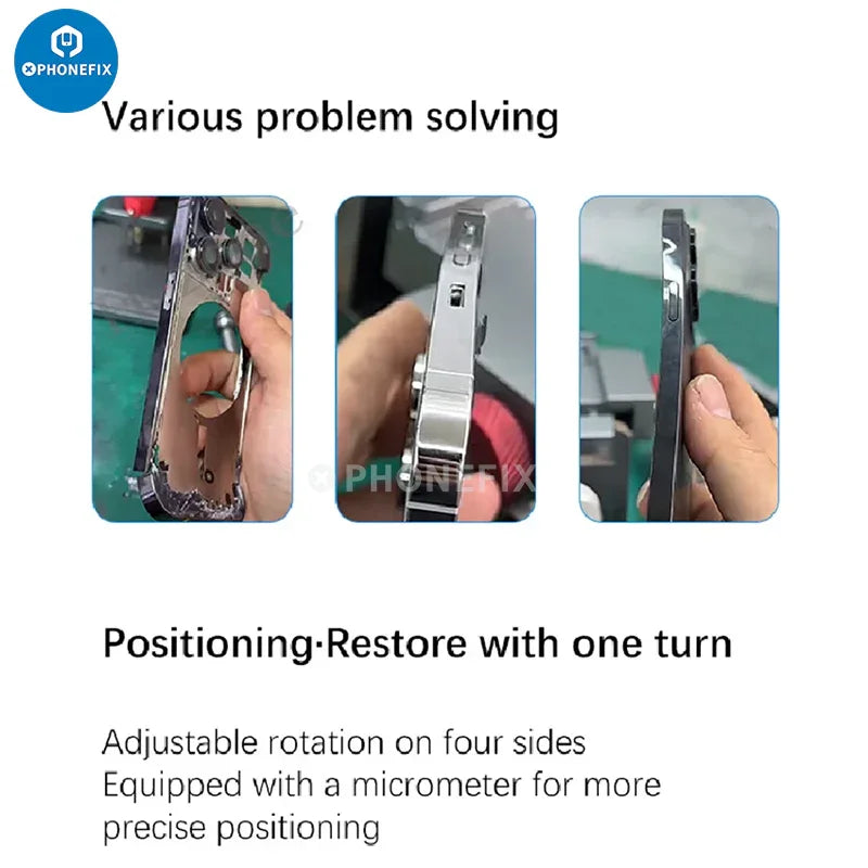 PHONEFIX mobile phone frame shell deformation correcting device fixture for screen repair tools, used to realign phone frames.
