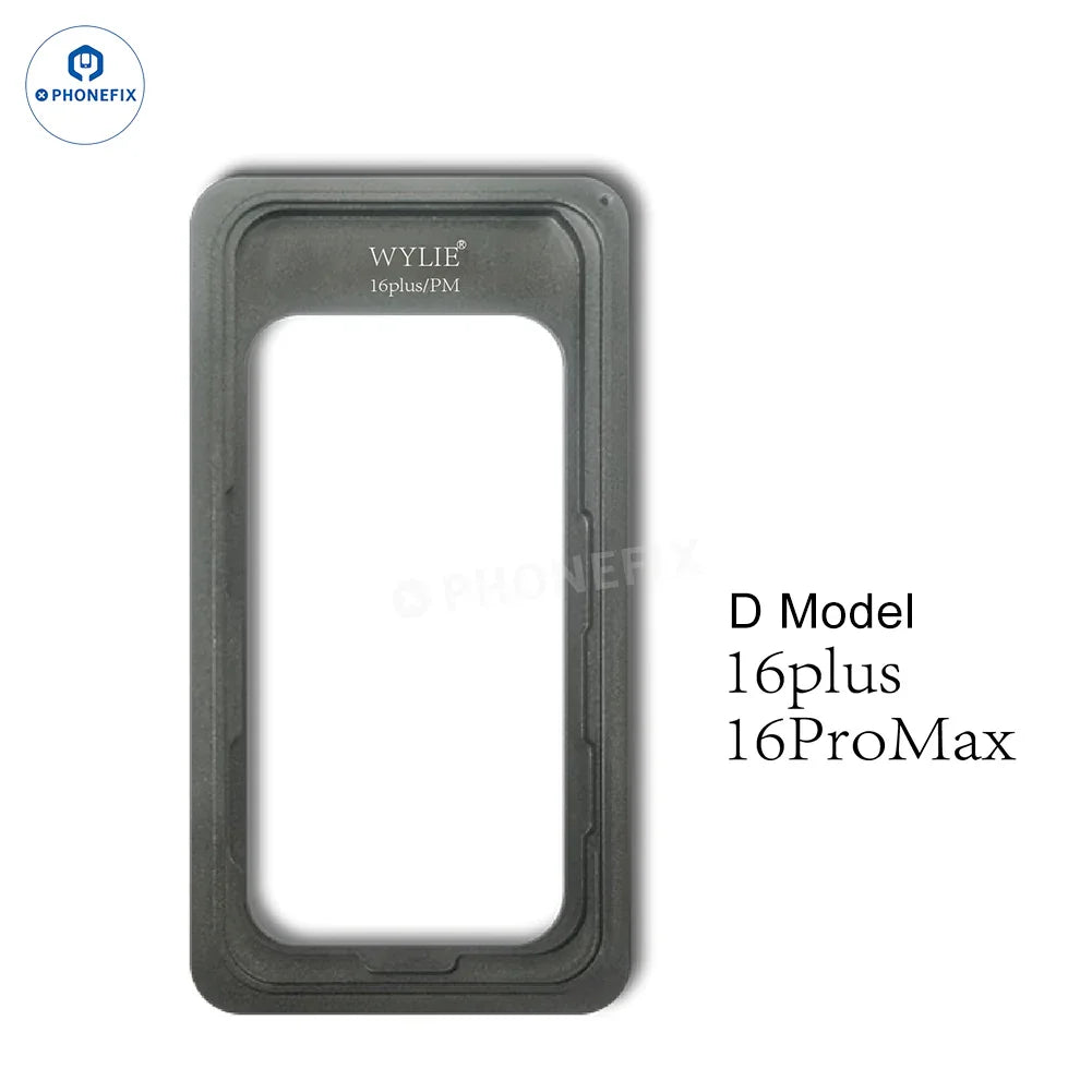 Molde de pegamento para marco de pantalla PHONEFIX WYLIE para iPhone 12-16 Pro Max, herramienta esencial para la reparación de pantallas y el montaje preciso de la pantalla del iPhone.