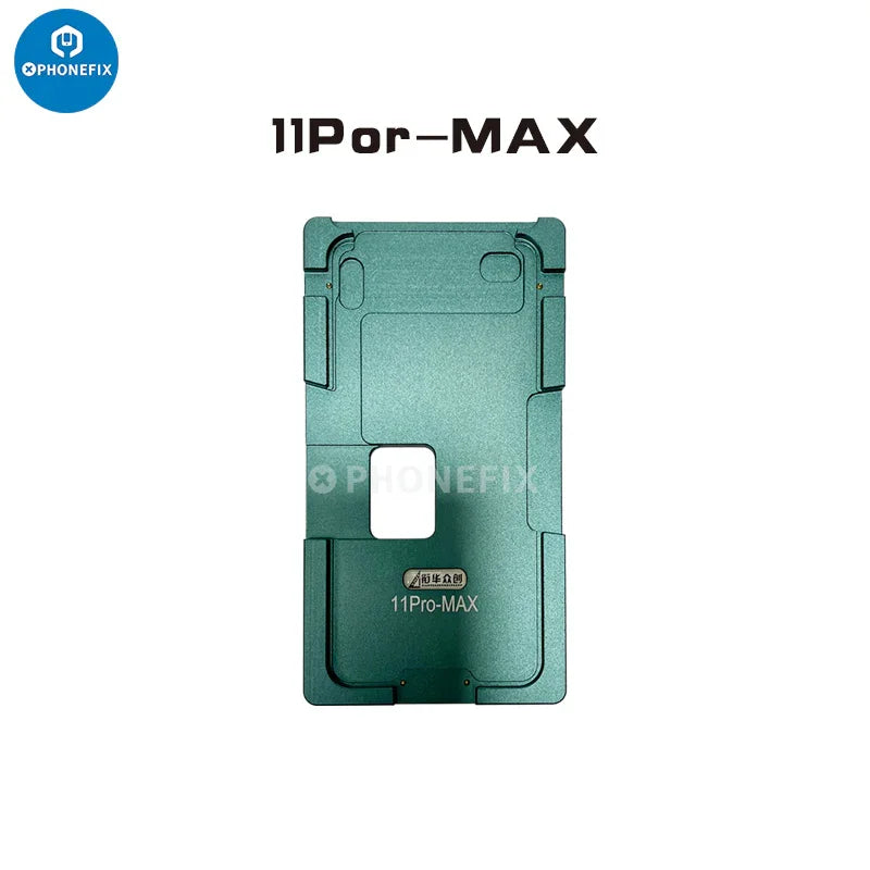 Aluminium alloy LCD screen laminating positioning mould for iPhone, used in screen repair tools by PHONEFIX.