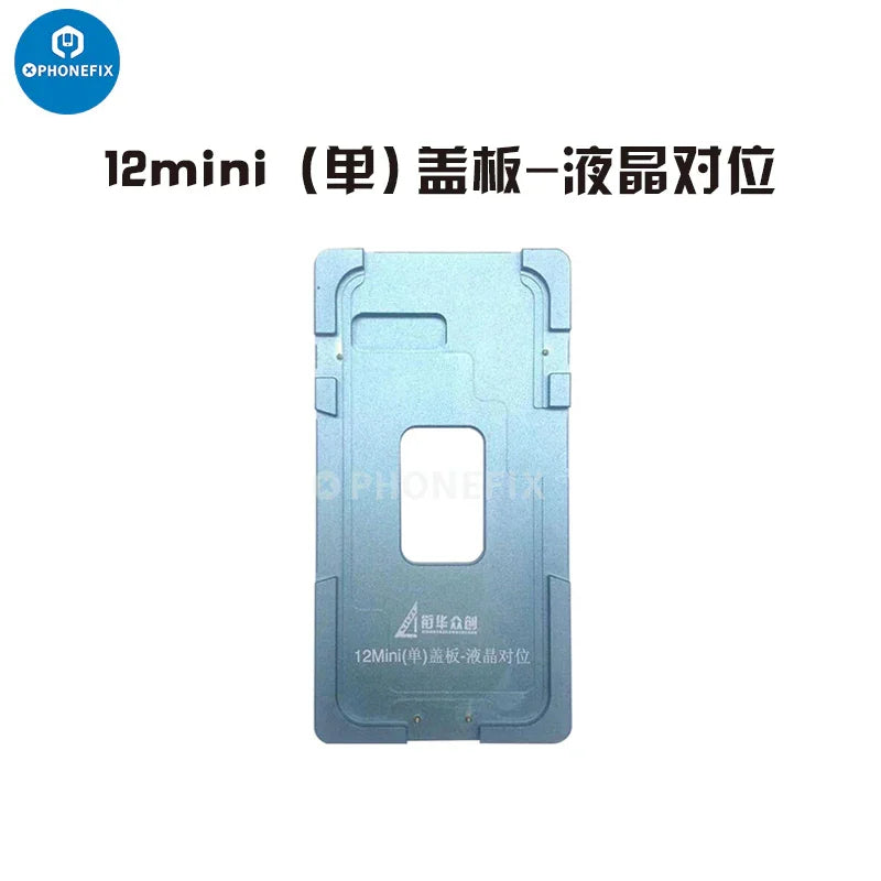 Aluminium alloy LCD screen laminating positioning mould for iPhone, used in screen repair tools by PHONEFIX.