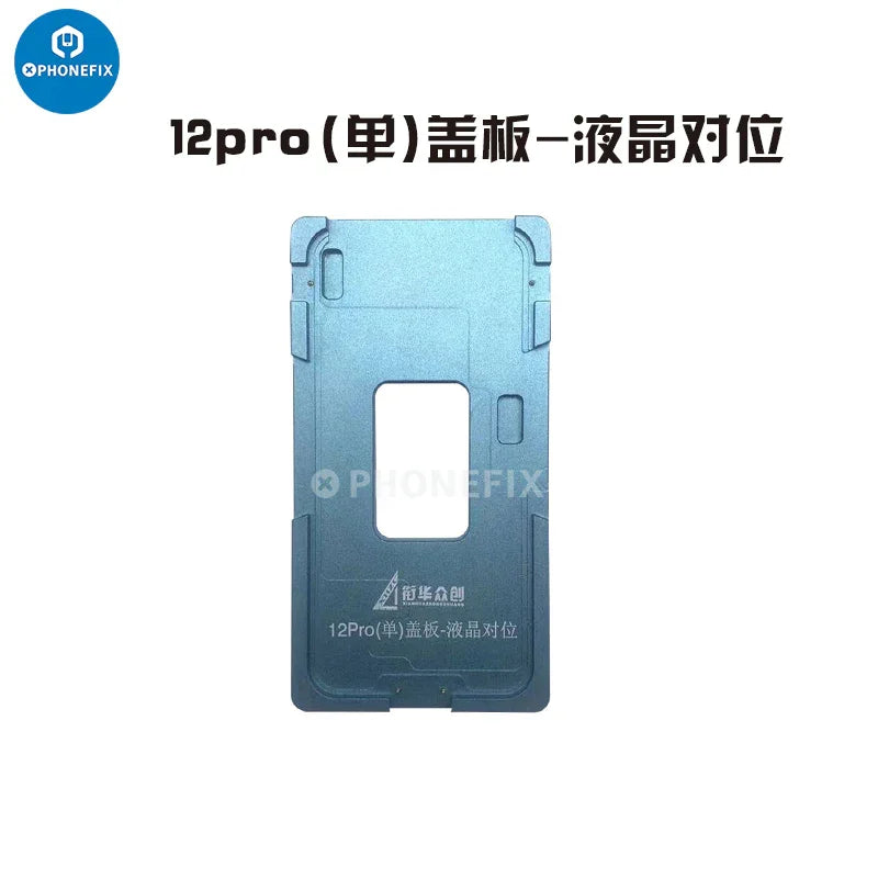 Aluminium alloy LCD screen laminating positioning mould for iPhone, used in screen repair tools by PHONEFIX.