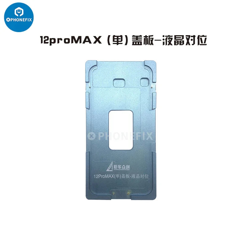 Aluminium alloy LCD screen laminating positioning mould for iPhone, used in screen repair tools by PHONEFIX.