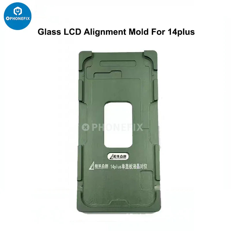 Aluminium alloy LCD screen laminating positioning mould for iPhone, used in screen repair tools by PHONEFIX.