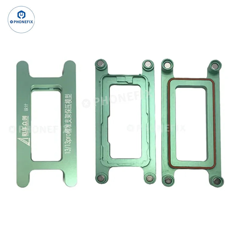 PhoneFix LCD frame pressure holding mold for iPhone X to 15 Pro Max screen repair tools, helps secure the display during repairs.