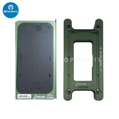PhoneFix LCD frame pressure holding mold for iPhone X to 15 Pro Max screen repair tools, helps secure the device during repairs.