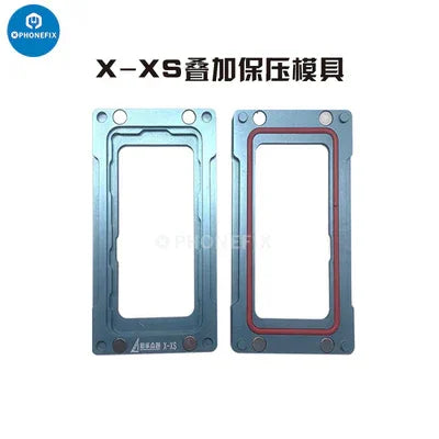 PhoneFix LCD frame pressure holding mold for iPhone X to 15 Pro Max screen repair tools, helps secure screens during repairs.