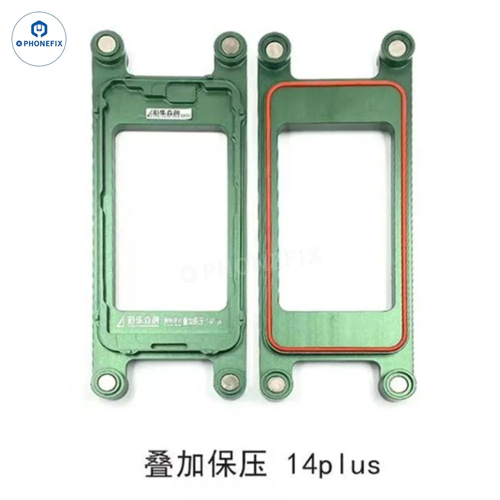 PHONEFIX LCD frame pressure holding mold for iPhone X to 15 Pro Max screen repair tools, helps hold the display during repairs.