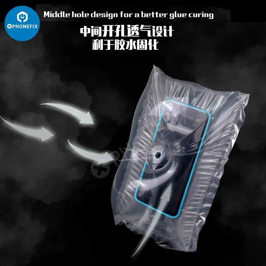 PHONEFIX 2UUL Air Press Bag for phone and tablet glass screen repair, used to lift and protect screens during repairs.