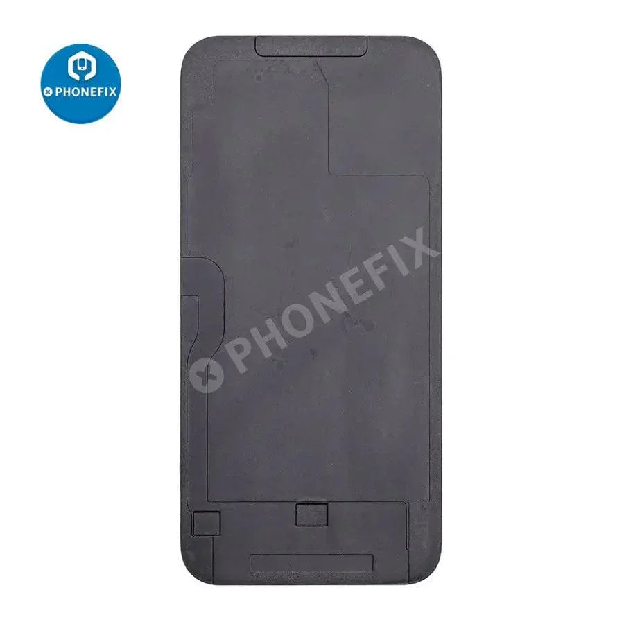 PhoneFix LCD screen laminating precision positioning metal mould for iPhone 12 series, used as a screen tool for accurate assembly.