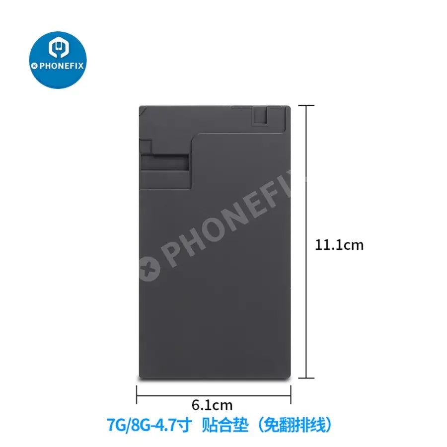 Black silicone mat for iPhone 6-16 Pro Max LCD OCA laminating mold, used as screen tool from PHONEFIX.