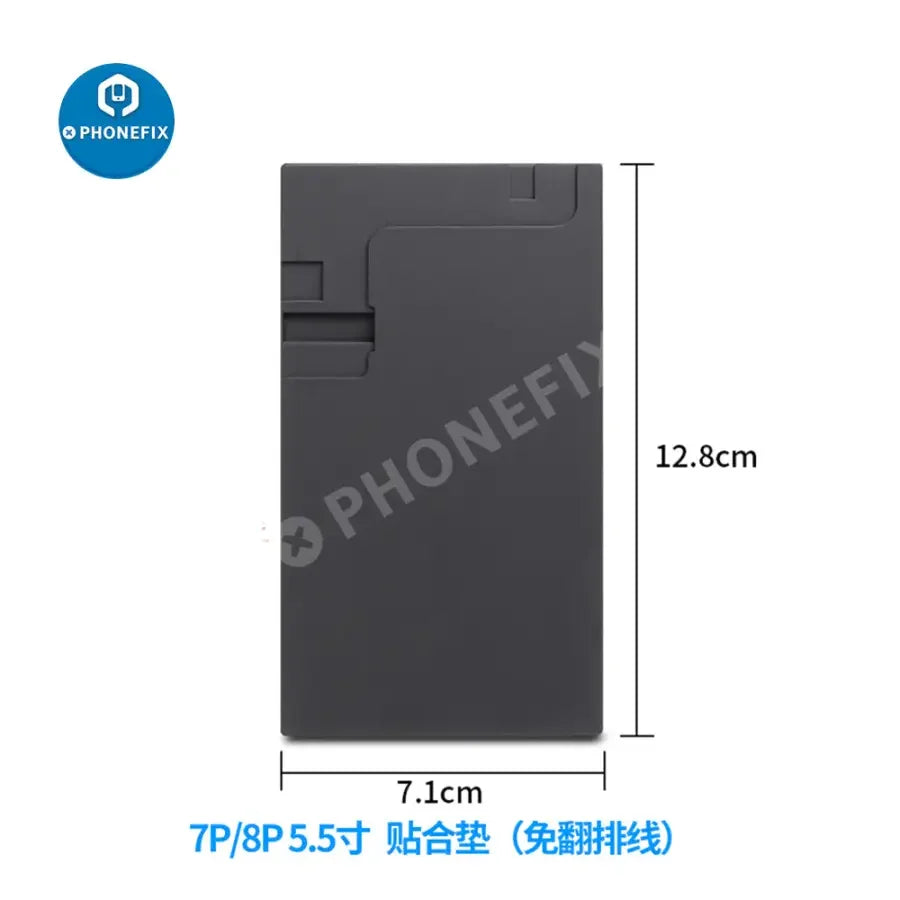 Black silicone mat for iPhone 6 to 16 Pro Max LCD OCA laminating mold, used as screen repair tools by PHONEFIX.