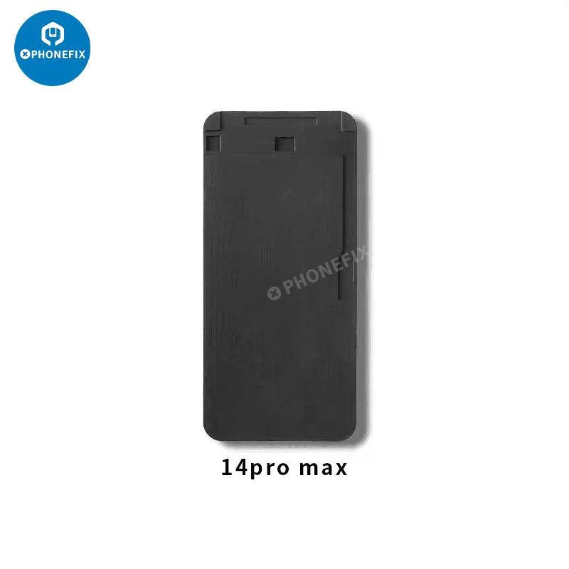 Black silicone mat for iPhone 6-16 Pro Max LCD OCA laminating mold, used as a screen tool for precise assembly.
