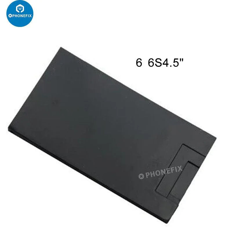 Black silicone mold for iPhone 6-16 Pro Max LCD OCA laminating, used for screen assembly and repair with PhoneFix brand tools.