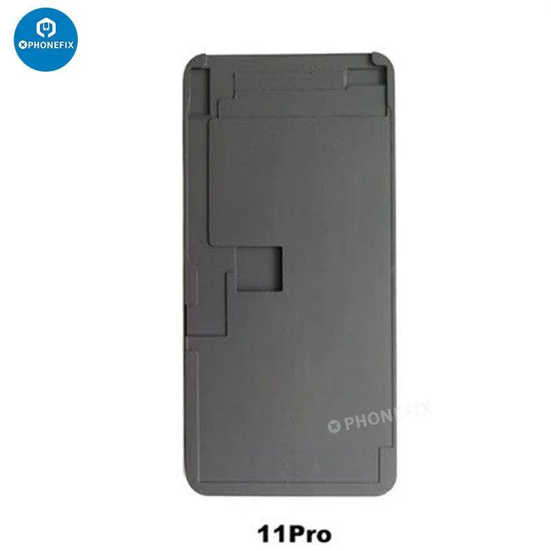 Black silicone laminating mold for iPhone 6 to 14 Pro Max LCD OCA screen repair, by PHONEFIX, used in screen assembly and laminating.