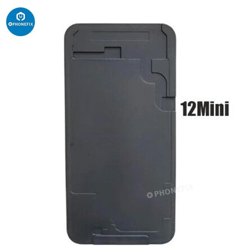 Black silicone mat for iPhone 6-16 Pro Max LCD OCA laminating mold, used as a screen tool by PHONEFIX.