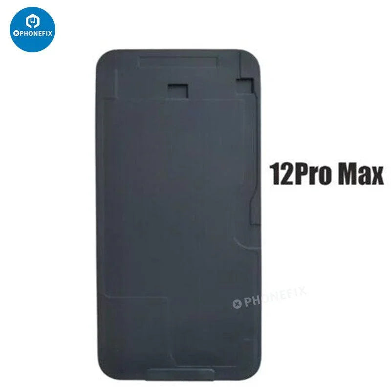 Black silicone mat for iPhone 6-16 Pro Max LCD OCA laminating mold, used as a screen tool by PHONEFIX.