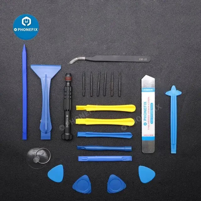 PHONEFIX professional touchscreen opening toolkit for iPhone 5 to 13 Pro Max repair, includes screen tools for safe disassembly.