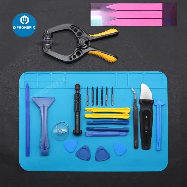 PHONEFIX professional touchscreen opening toolkit for iPhone 5-13 Pro Max repair, includes screen tools for safe, precise screen replacement.