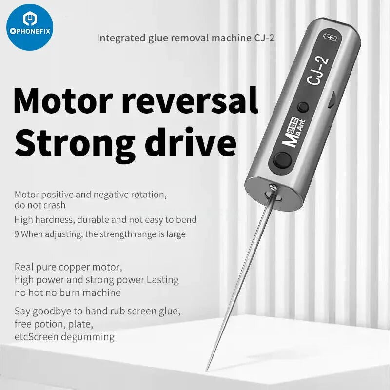 PhoneFix Electric Glue Remover Pen for screen cleaning and OCA adhesive removal, a precise screen tool for electronics repair.