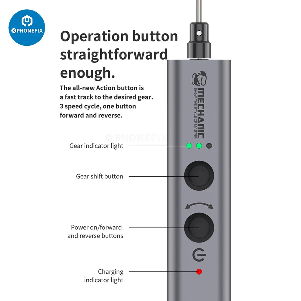PhoneFix electric glue remover pen for screens, OCA adhesive cleaning tool, precision screen repair tool for electronic devices.