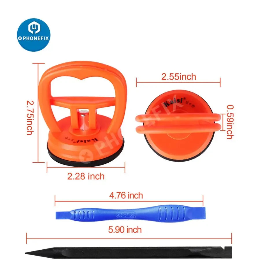 PHONEFIX 11-in-1 suction cup kit for LCD screen opening and repair of phones and tablets with durable tools.