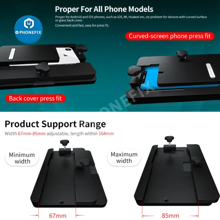 AIXUN AX-FT08 multi-function fixture for phone back cover glass repair, part of PHONEFIX screen tools collection, for precise repair work.