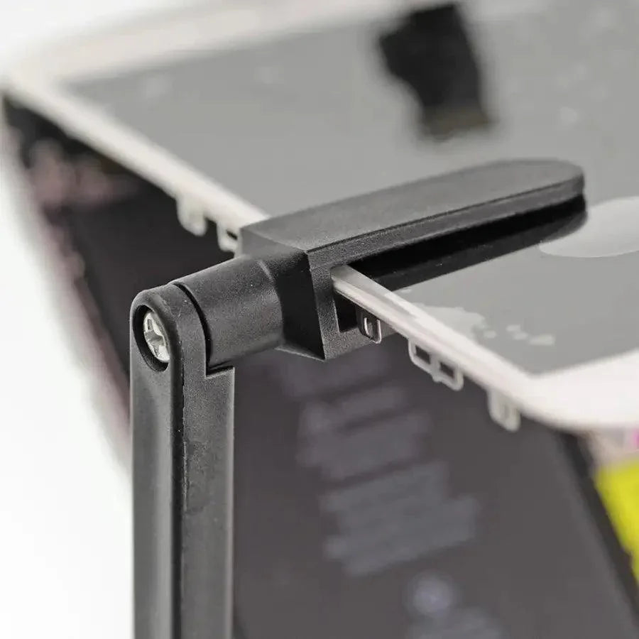 PhoneFix plastic clip clamp adjustable fixture holder for phone screen opening tools, used for secure phone repairs.
