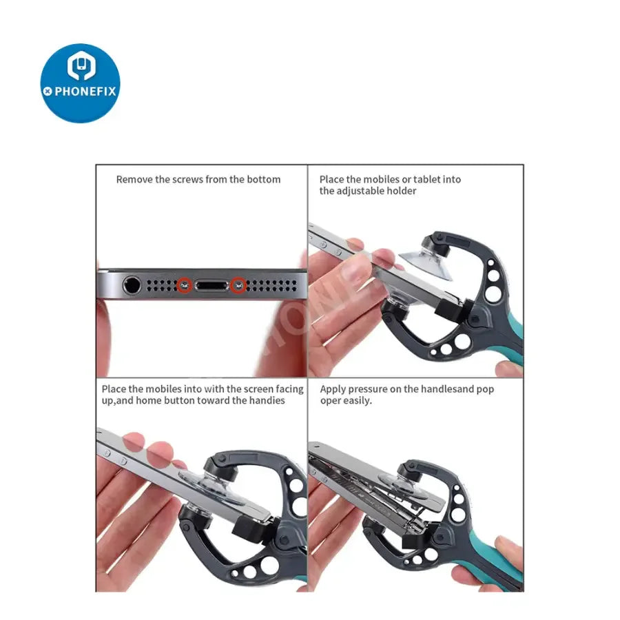 PHONEFIX suction cup pliers repair tool kit for opening LCD screens on smartphones, ideal for phone screen repair and replacement.
