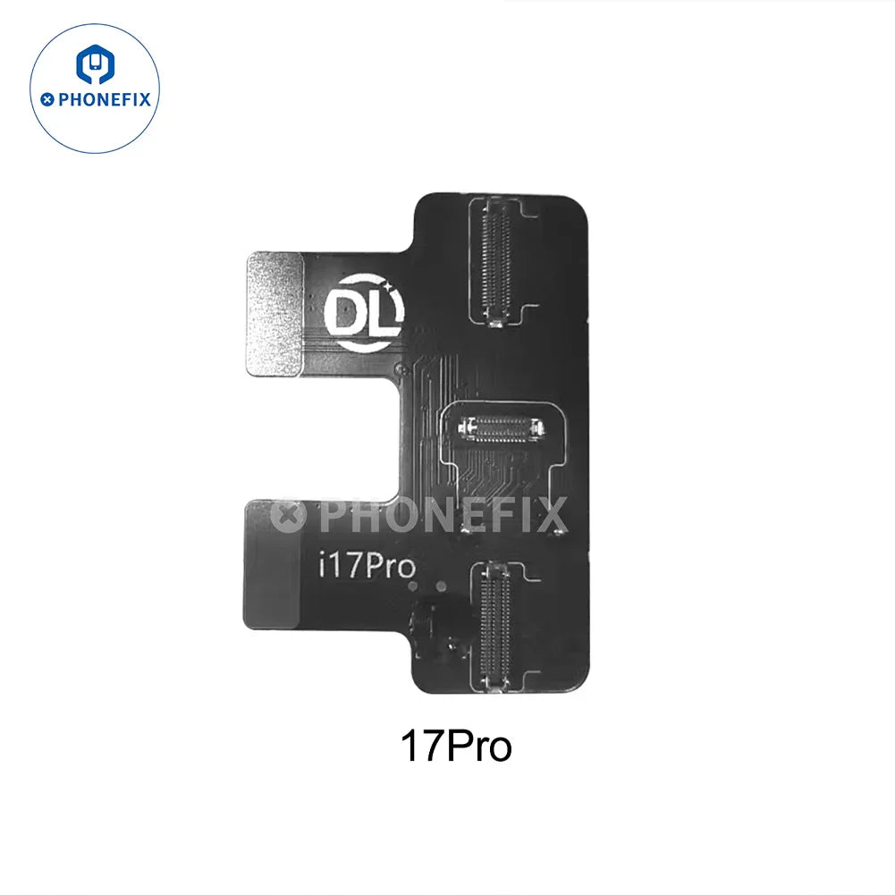 PHONEFIX DL400 Pro iTestBox touch screen tester for iPhone 6 to 16 Plus, showing device screen and testing interface.