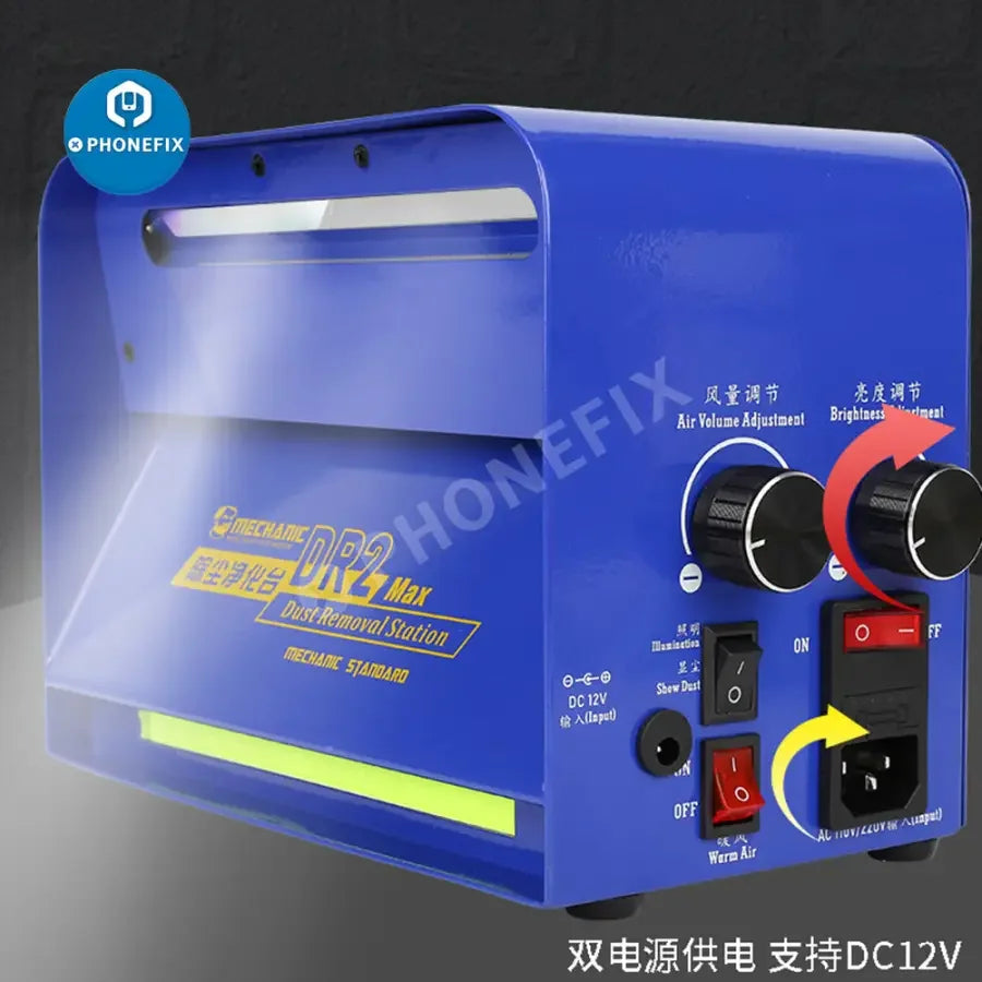 PhoneFix MECHANIC DR2 Dust Removal Machine and Purification Station for screen cleaning and dust removal in electronics repair.